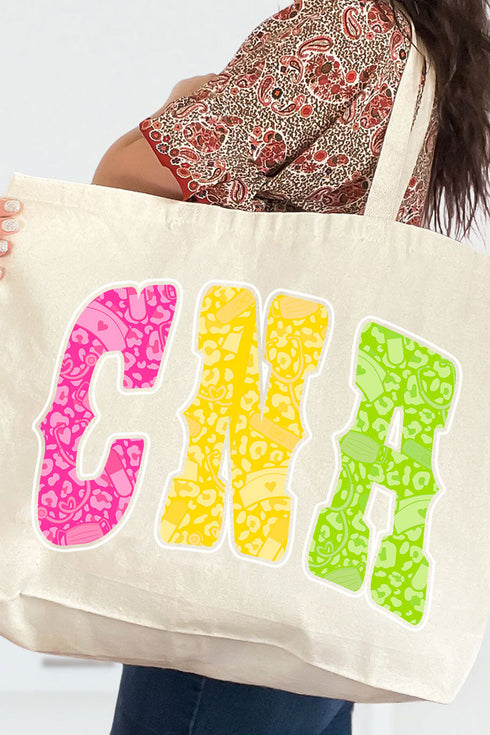 Personalized Neon Care Crew Canvas Jumbo Tote