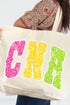 Personalized Neon Care Crew Canvas Jumbo Tote