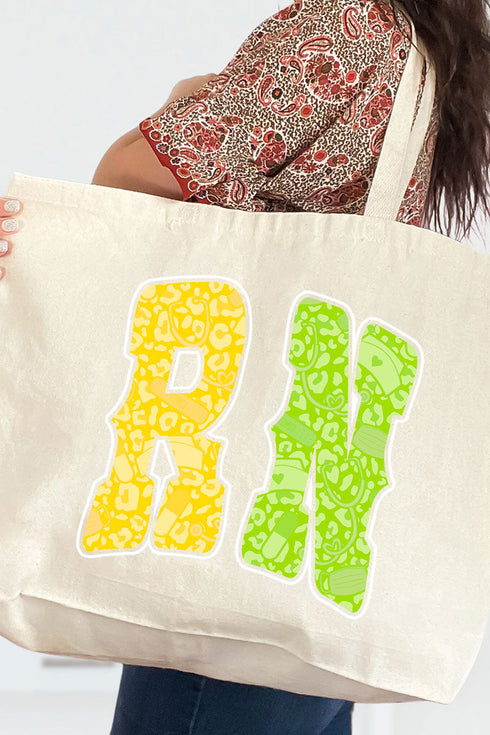Personalized Neon Care Crew Canvas Jumbo Tote