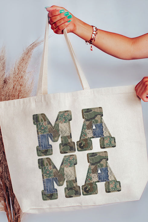 Patchwork Camo Mama Canvas Jumbo Tote