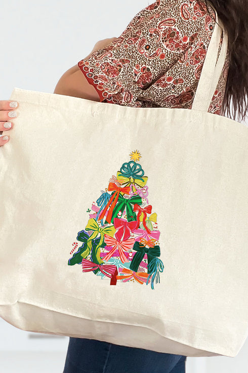 Ribbon On Top Canvas Jumbo Tote