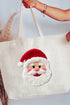Faux Yarn Stitched With Cheer Santa Canvas Jumbo Tote