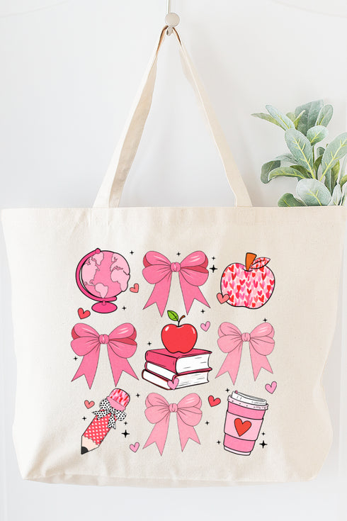 Teacher Love Canvas Jumbo Tote