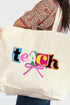 Retro Teach Ribbon Canvas Jumbo Tote