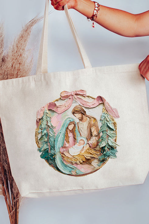 The Painted Baby Jesus Coquette Canvas Jumbo Tote