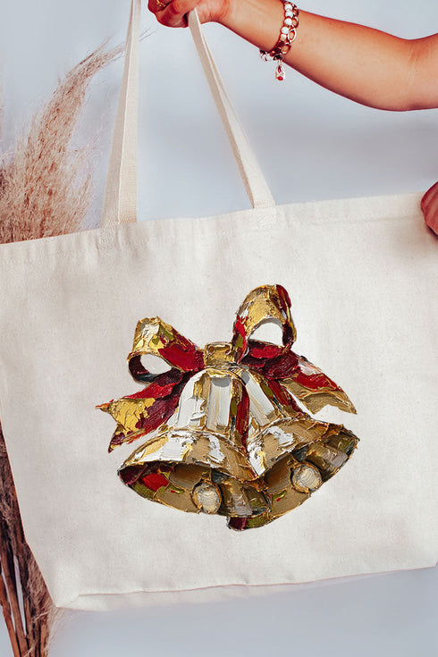 The Painted Christmas Bells Canvas Jumbo Tote