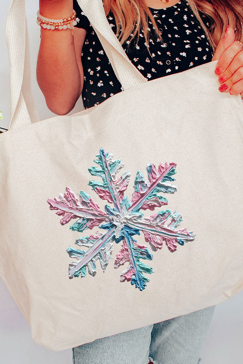 The Painted Snowflake Canvas Jumbo Tote