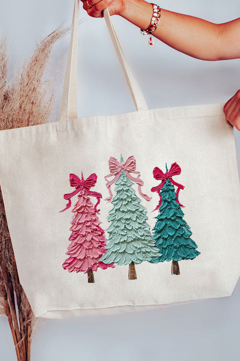 The Painted Trio Trees Canvas Jumbo Tote