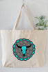 Turquoise Steer Stone Canvas Jumbo Tote