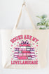 Valentine Books Are My Love Language Canvas Jumbo Tote