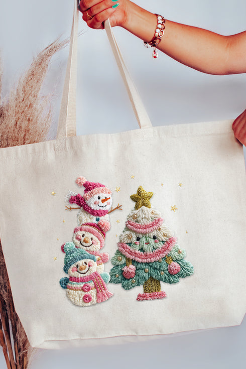 Yarnin' For Christmas Faux Yarn Canvas Jumbo Tote