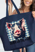 Down On The Farm Pig Canvas Jumbo Tote