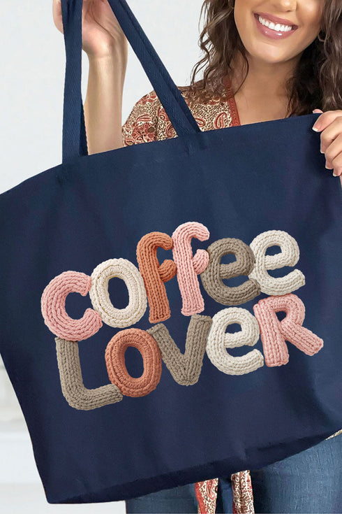 Faux Yarn Coffee Lover Canvas Jumbo Tote