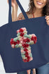 Faux Yarn Cross Canvas Jumbo Tote