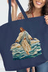 Faux Yarn Walking On Water Canvas Jumbo Tote
