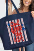 Floral God Bless The USA Canvas Jumbo Tote