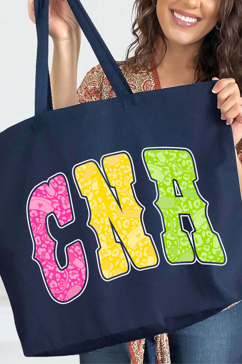 Personalized Neon Care Crew Canvas Jumbo Tote