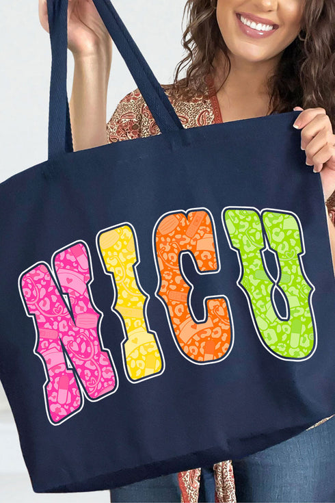 Personalized Neon Care Crew Canvas Jumbo Tote