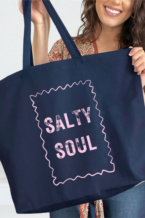 Pink Salty Soul Canvas Jumbo Tote
