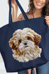 Faux Yarn Shih Tzu Canvas Jumbo Tote