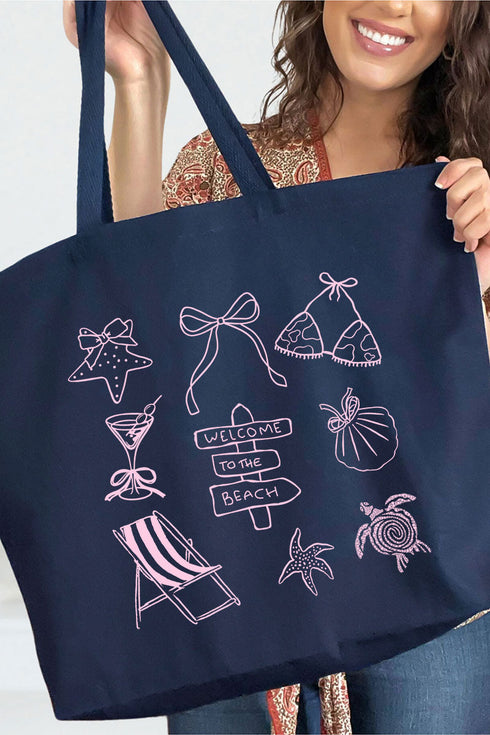 Welcome To The Beach Canvas Jumbo Tote