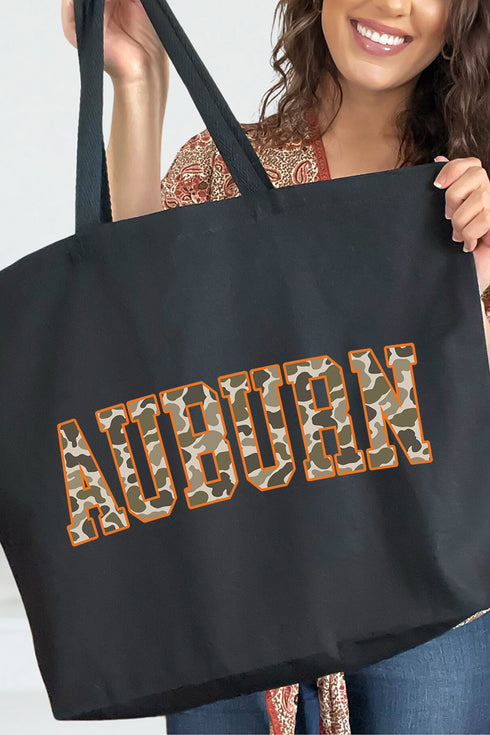 Orange Auburn Camo Canvas Jumbo Tote