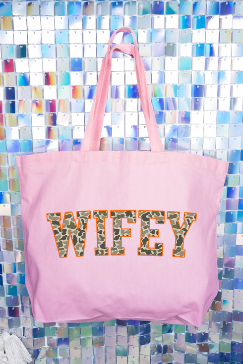 Orange Wifey Camo Canvas Jumbo Tote