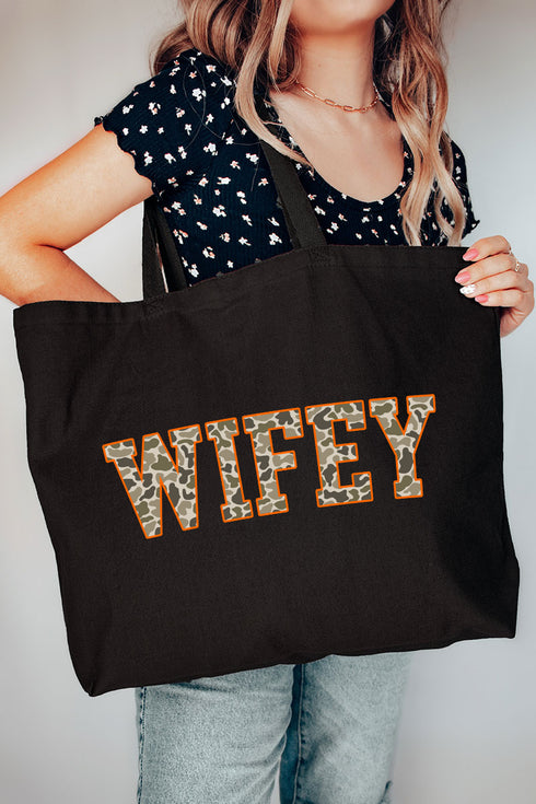 Orange Wifey Camo Canvas Jumbo Tote