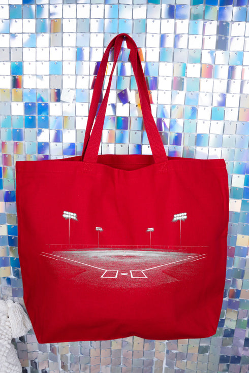 Baseball Lights Canvas Jumbo Tote