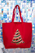 Faux Yarn Candy Cane Wishes Canvas Jumbo Tote