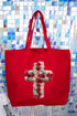 Faux Yarn Cross Canvas Jumbo Tote