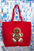 Faux Yarn Gingerbread Kisses Canvas Jumbo Tote