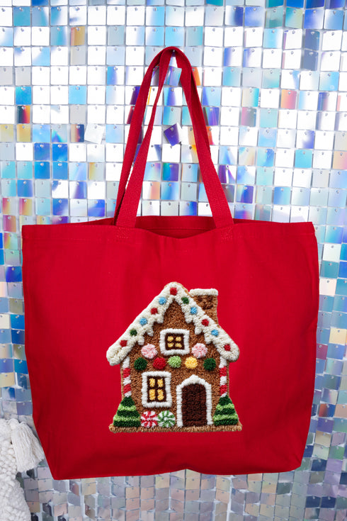 Faux Yarn Merry Manor Canvas Jumbo Tote