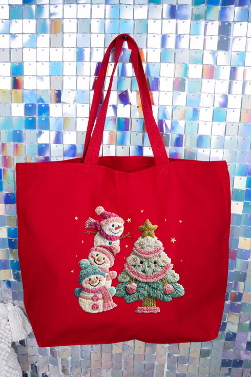 Yarnin' For Christmas Faux Yarn Canvas Jumbo Tote