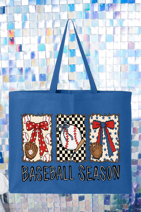 Baseball Season Ribbon Canvas Jumbo Tote