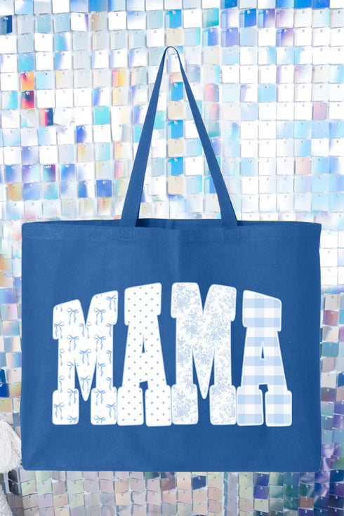 Bow And Blue Mama Canvas Jumbo Tote