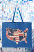 Faux Patchwork USA Map Canvas Jumbo Tote