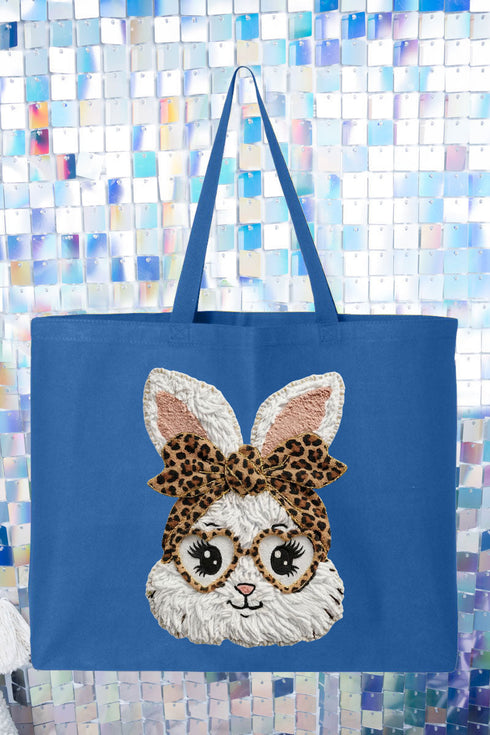 Faux Yarn Easter Bunny Canvas Jumbo Tote