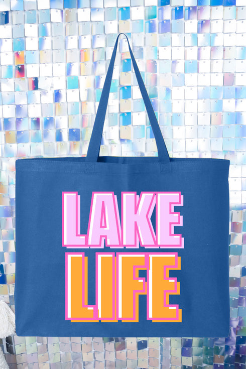 Golden Hour Lake Life Canvas Jumbo Tote
