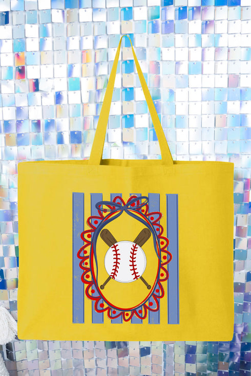 Baseball Stripes Canvas Jumbo Tote