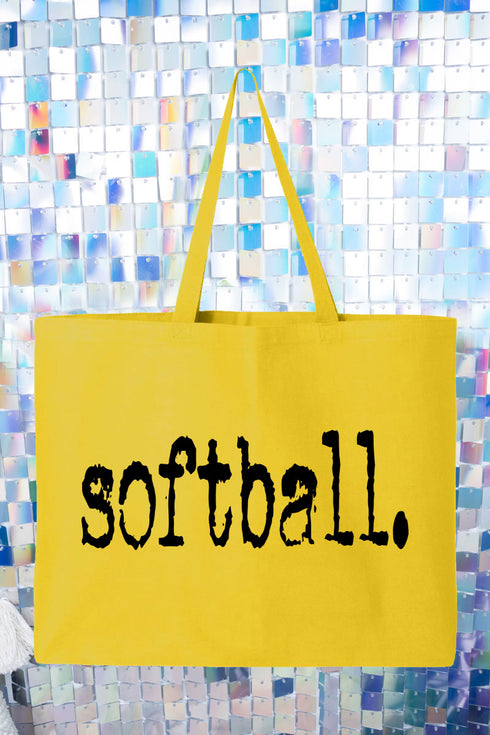Distressed Softball. Canvas Jumbo Tote