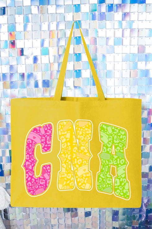 Personalized Neon Care Crew Canvas Jumbo Tote