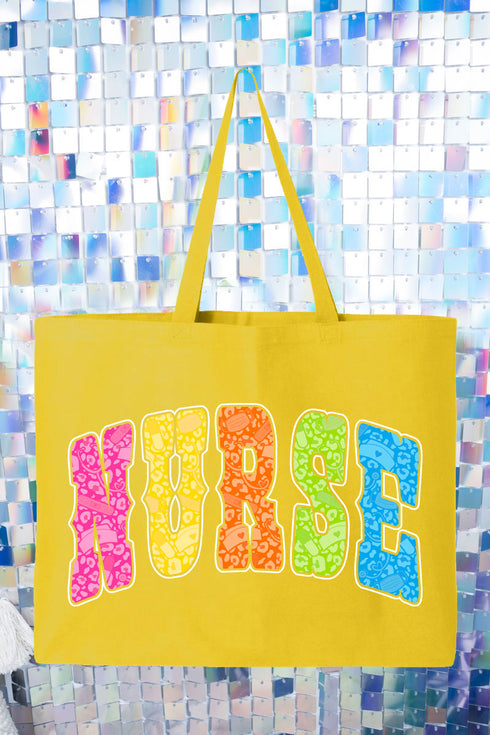 Personalized Neon Care Crew Canvas Jumbo Tote