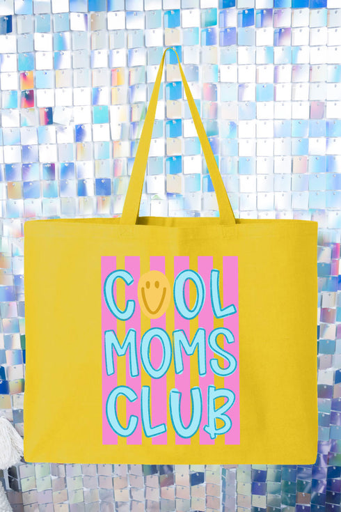 Striped Happy Cool Moms Club Canvas Jumbo Tote