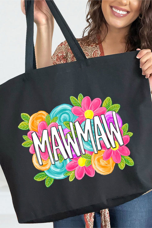 Personalized Mother's Day Bloom Canvas Jumbo Tote *Choose Your Name