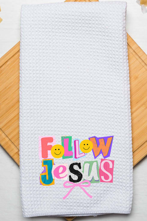 Bold Follow Jesus Waffle Kitchen Towel