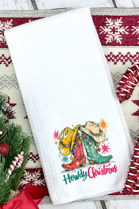 Christmas Boot Scootin' Waffle Kitchen Towel