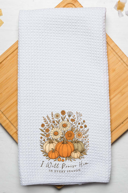 Fall Praise Him Waffle Kitchen Towel