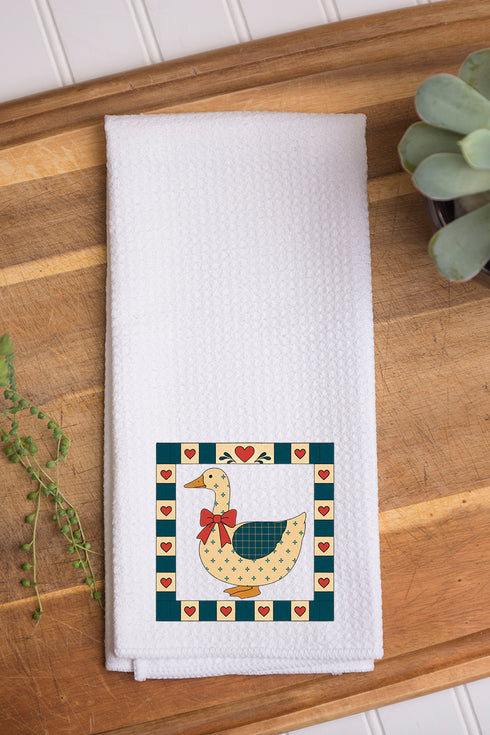 Farmhouse Folk Goose Waffle Kitchen Towel