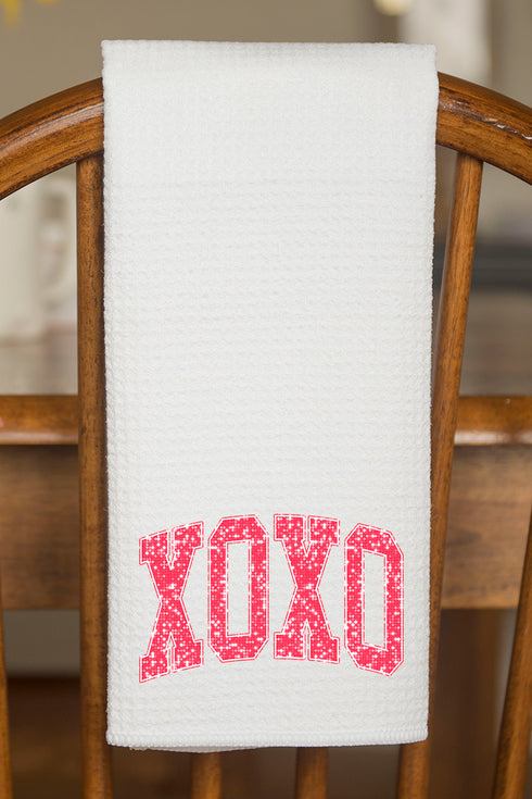 Faux Glitter XOXO Waffle Kitchen Towel